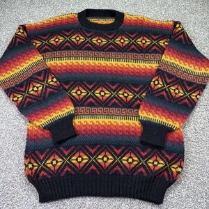 Vintage Aztec Alpaca Sweater 90s Southwestern Size XL Knit Geometric Read Below
